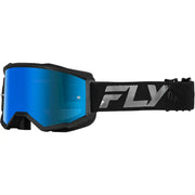 Zone Goggle Black/Black W/ Sky Blue Mirror/Smoke Lens - FLY RACING