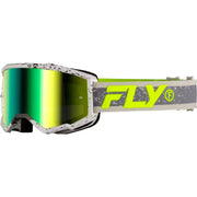 Zone Goggle Dark Grey/Hi Vis W/ Iridescent Grn Mirror Lens - FLY RACING