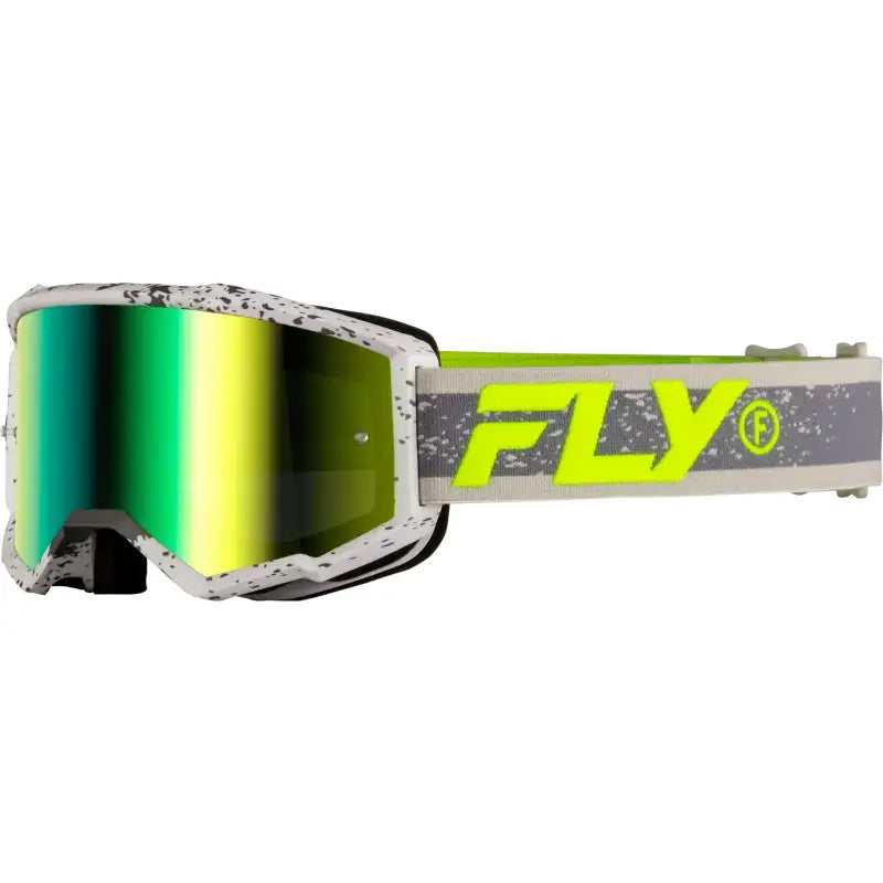 Zone Goggle Dark Grey/Hi Vis W/ Iridescent Grn Mirror Lens - FLY RACING