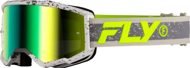 Zone Goggle Dark Grey/Hi Vis W/ Iridescent Grn Mirror Lens - FLY RACING