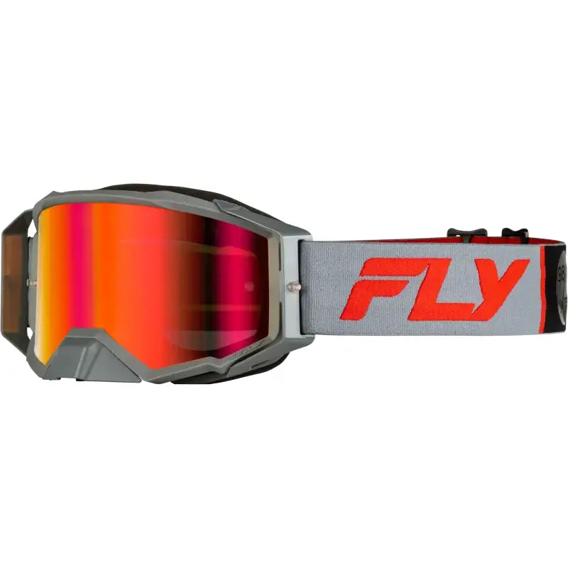 Zone Pro Goggle Grey/Red W/ Light Red Mirror/Amber Lens - FLY RACING