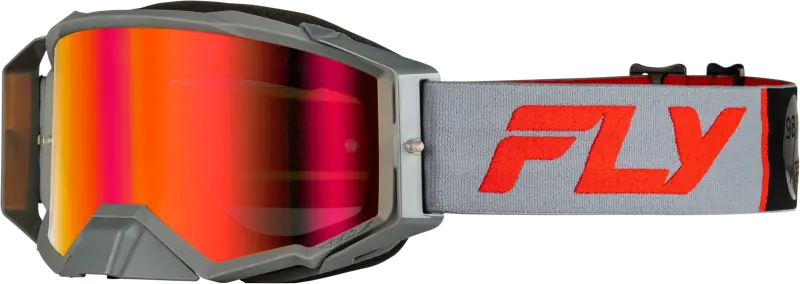 Zone Pro Goggle Grey/Red W/ Light Red Mirror/Amber Lens - FLY RACING