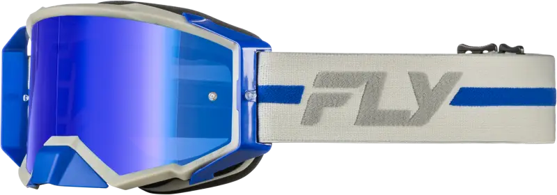 Zone Pro Goggle Grey/Blue W/ Blue Mirror/Smoke Lens - FLY RACING