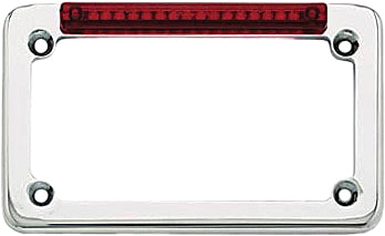 02001 Led License Plate Frame Chrome W/Red Lens