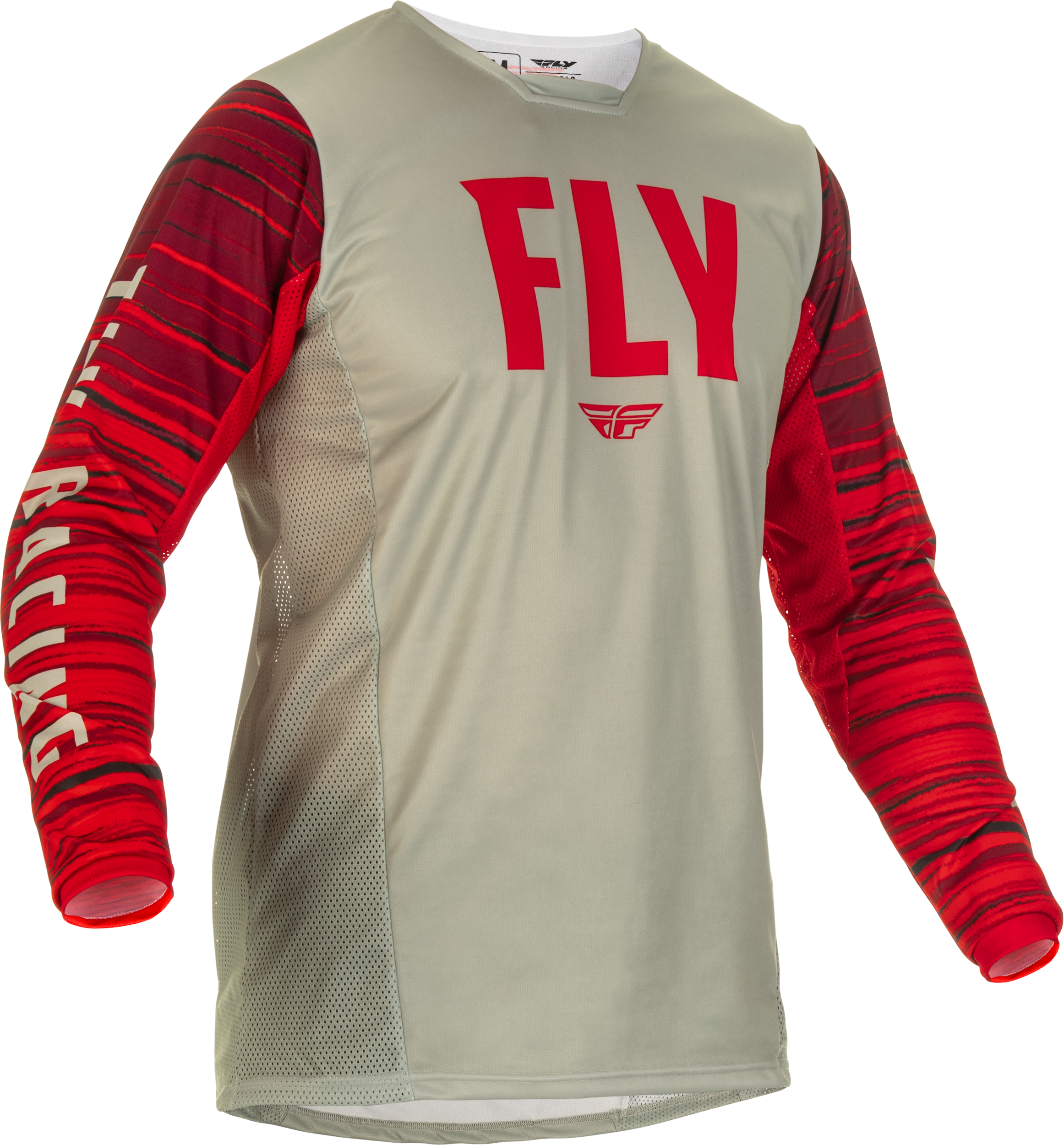 Fly Racing Fly Racing 375-522L Kinetic Wave Jersey Light Grey/Red Lg