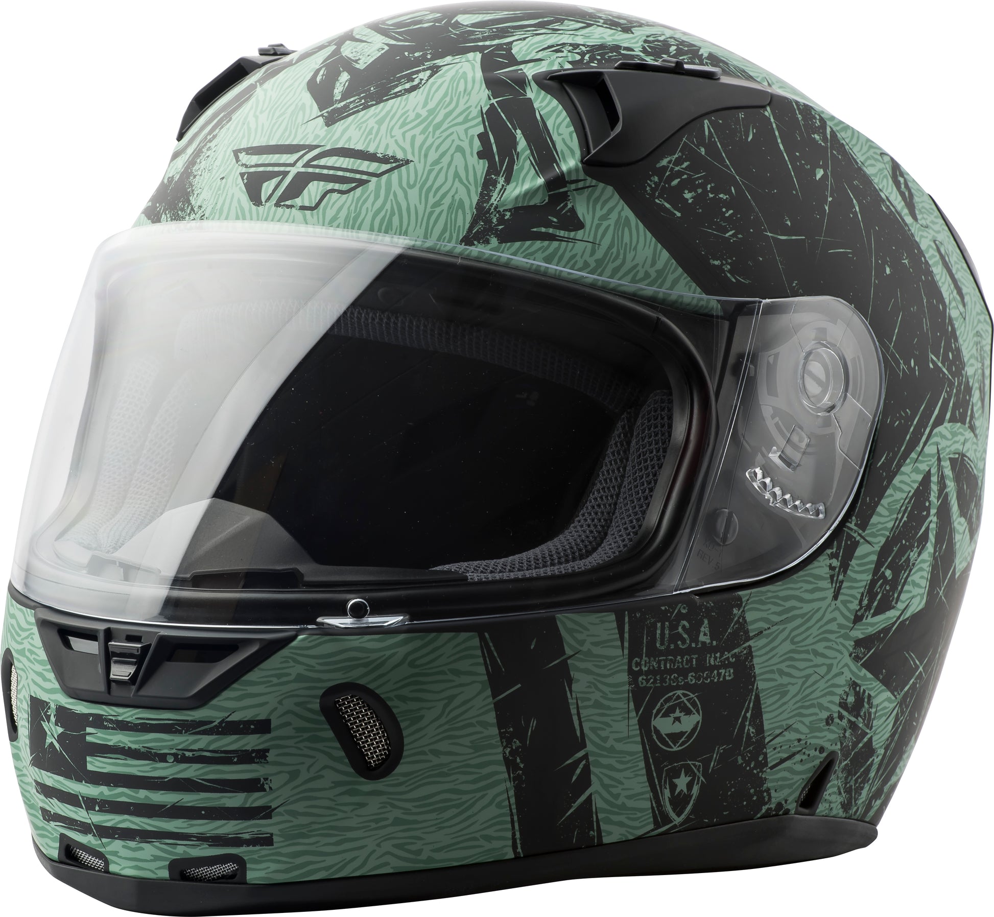 FLY RACING Helmet: Revolt Liberator Helmet Matte Black/Green Xs