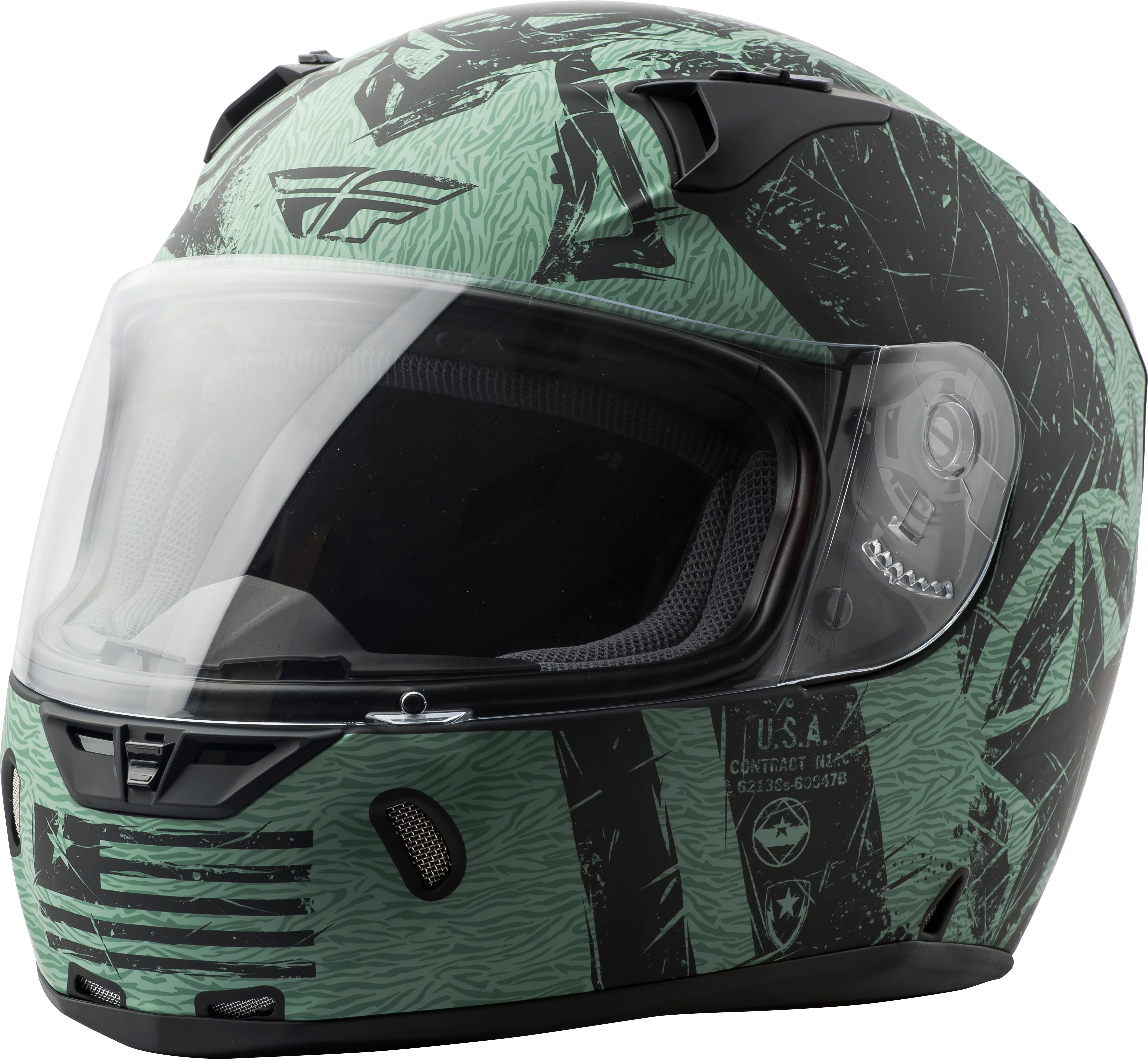 FLY RACING Helmet: Revolt Liberator Helmet Matte Black/Green Xs
