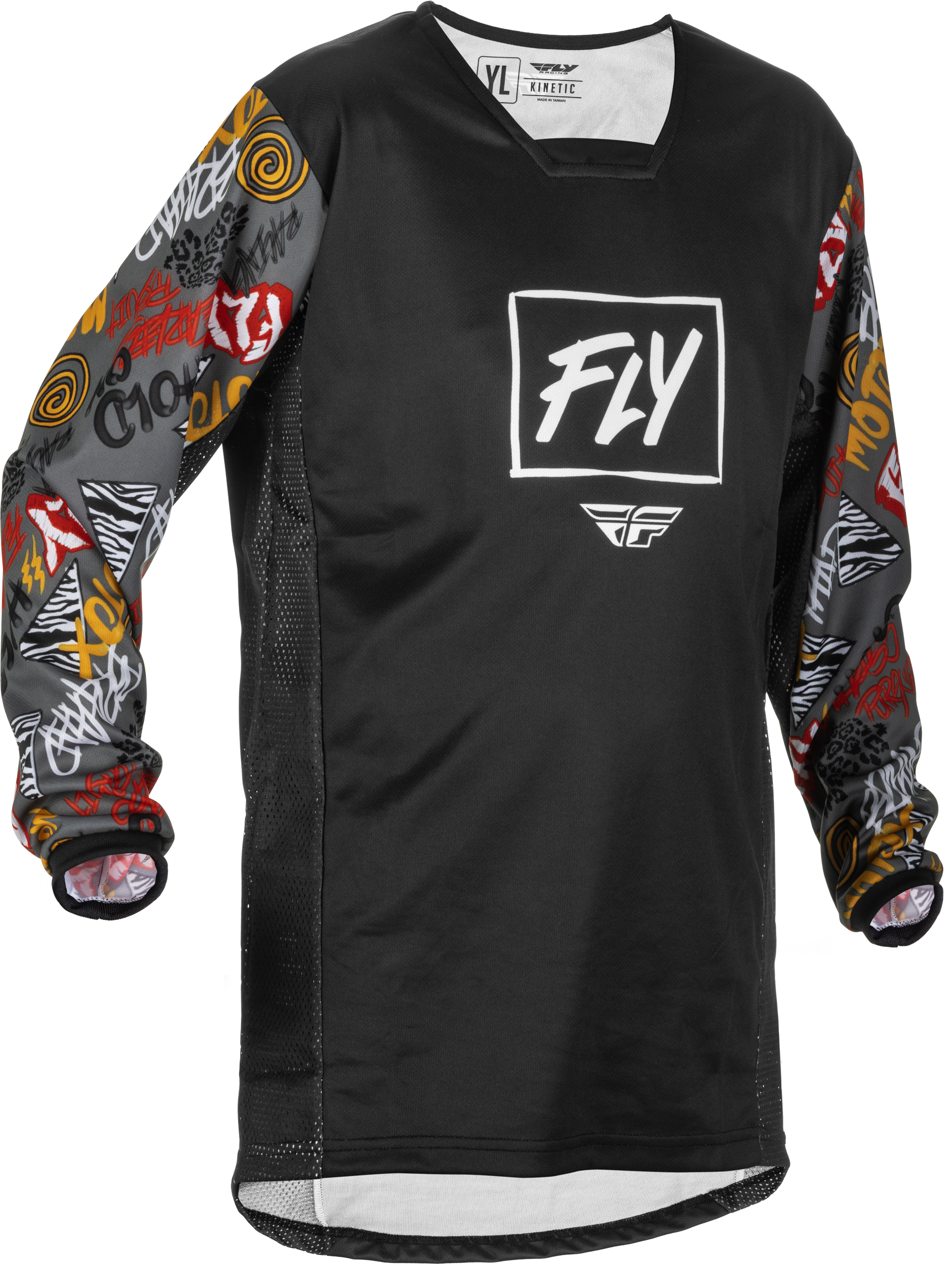 Fly Racing Fly Racing 375-425YS Youth Kinetic Rebel Jersey Black/Grey Ys
