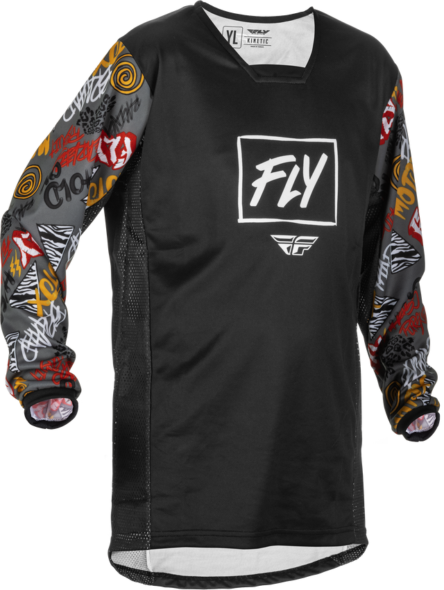 Fly Racing Fly Racing 375-425YS Youth Kinetic Rebel Jersey Black/Grey Ys