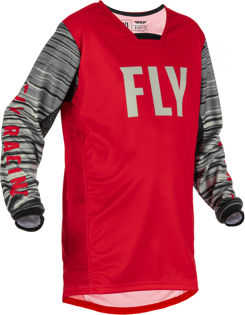 Fly Racing Fly Racing 375-527YM Youth Kinetic Wave Jersey Red/Grey Ym