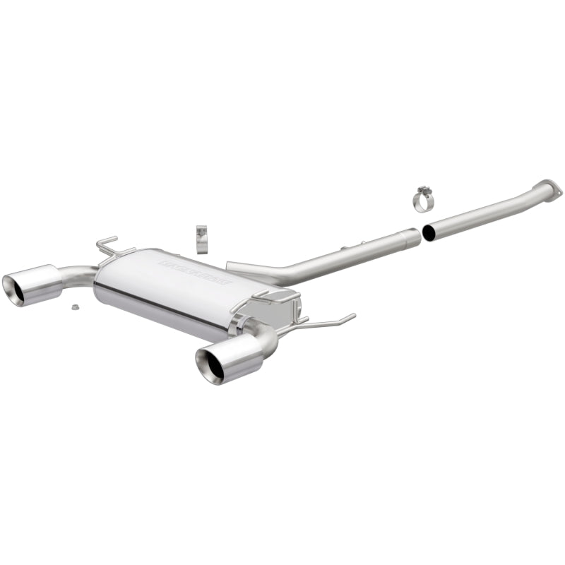 MagnaFlow Sys CB 03-Infiniti G35 Coupe 3.5L exhaust kit featuring dual 4-inch polished tips and a sleek stainless steel finish.