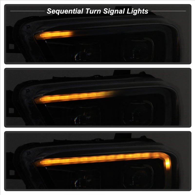 xTune 16-18 Toyota Tacoma SR/SR5 DRL Proj Headlights w/Turn Signal - Blk (PRO-JH-TTA16-SR-BK) 
