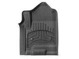 Floor Liner Molded Fit With Underside Nibs; With Channels And Reservoir To Direct And Hold Fluids With Embossed WeatherTech Logo; Black; Thermoplastic Elastomer (TPE) Injection Molded Material; 2 Piece