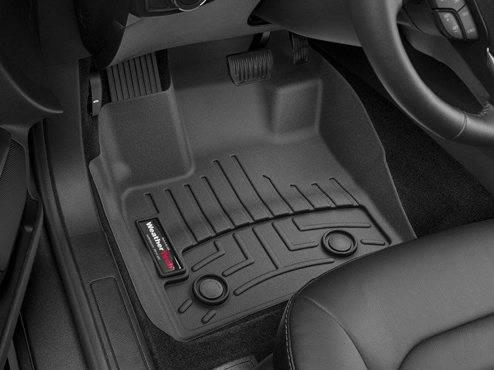 Floor Liner Molded Fit; With Channels And Reservoir To Direct And Hold Fluids With Applied WeatherTech Logo; Black; Thermoplastic Polyolefin (TPO) Vacuum Formed Material; 2 Piece