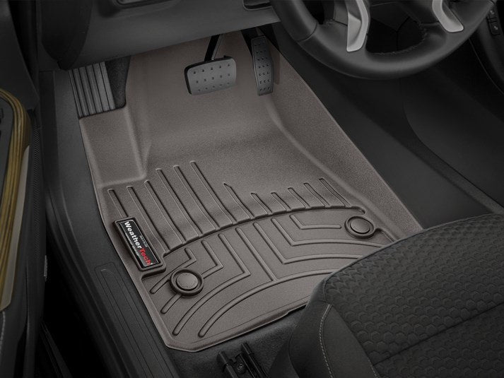 Floor Liner Molded Fit; With Channels And Reservoir To Direct And Hold Fluids With Applied WeatherTech Logo; Cocoa; Thermoplastic Polyolefin (TPO) Vacuum Formed Material; 2 Piece