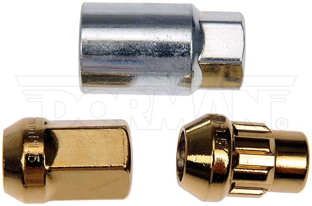 Lug Nut OE Replacement; M12-1.50 Thread Size; 32.46 Millimeter Overall Length; 19 Millimeter Hex Size; 60 Degree Conical Seat; Right Hand Thread; Gold; Carbon Steel; Pack Of 20