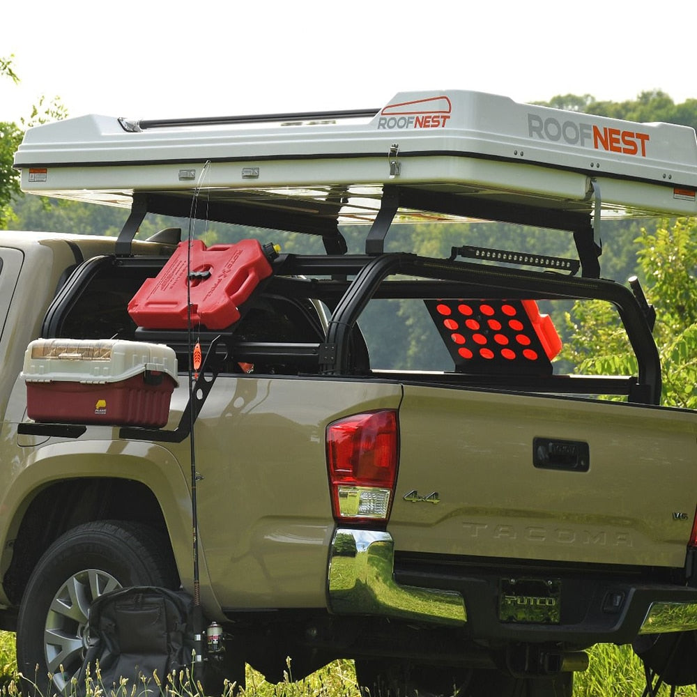 Bed Cargo Rack Cross Bar For Use With Putco VentureTEC * Bed Rack; 500 Pound Statics/ 300 Pound Dynamic/ 150 Pound Off-Road Dynamic Weight Capacity; 4 Foot Length; Powder Coated; Black; Aluminum; Set Of 2