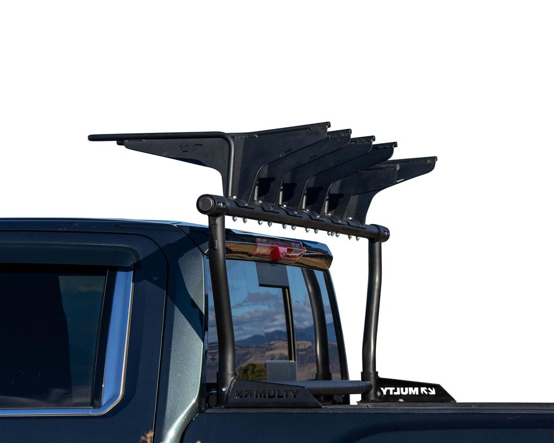 Bike Rack Bed Mount; Holds 2 Bikes Vertically; Cradle System With Straps; Non-Foldable; Texture Black Powder Coated; Aluminum; Additional Bike Rack Cradles Are Sold Separately To Carry Up To 6 Bikes