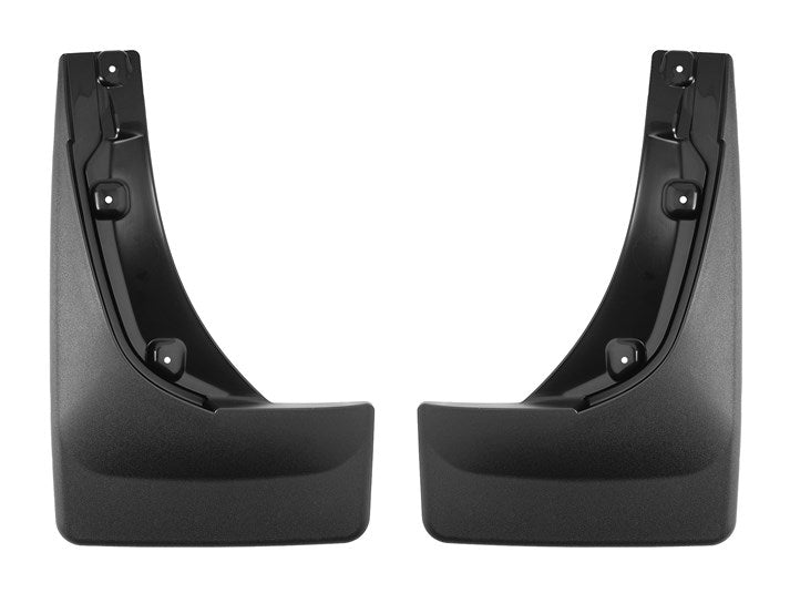 Mud Flap Direct-Fit; Set of 2; Contoured; Without Logo; Black; Thermoplastic; QuickTurn * Fastening System