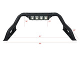 Truck Bed Bar 3 Inch Tubular Bar; Mounts Up To 4 Lights; Powder Coated; Black; Steel; With Quad LED Light Mount