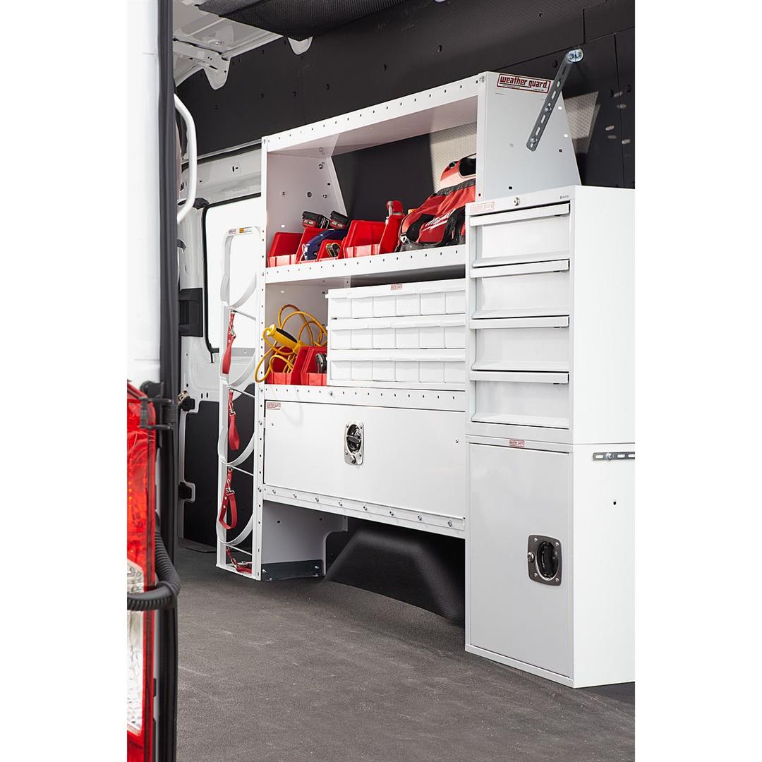 Van Storage System Refrigerant Tank Rack Bolts to Wall; Holds Four 30 Pound Tanks; 48 Inch Height x 13 Inch Width x 8 Inch Depth; Steel; With Straps