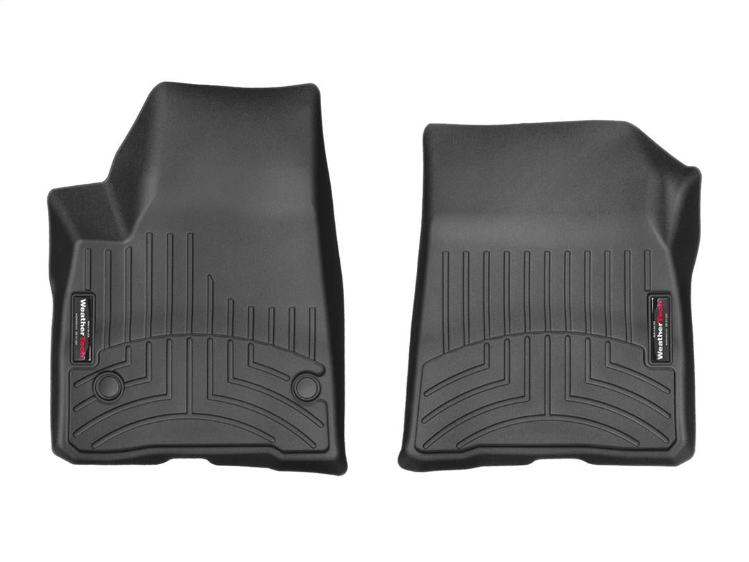 Floor Liner Molded Fit; With Channels And Reservoir To Direct And Hold Fluids With Applied WeatherTech Logo; Black; Thermoplastic Polyolefin (TPO) Vacuum Formed Material; 2 Piece