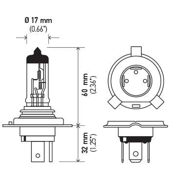 Headlight Bulb H4; Halogen Bulb; 60/ 55 Watt; 12 Volt; White Beam Color; 3200K Light Color Temperature; Single; Off-Road Use Only