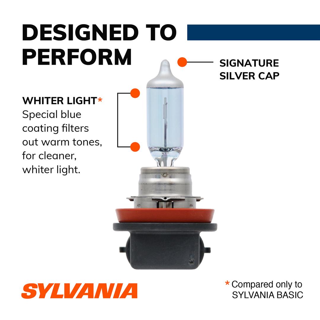 Headlight Bulb H11; Halogen Bulb; 55 Watt; 13.2 Volt; White Beam Color; 1345 Lumens; 4000K Light Color Temperature; Set of 2