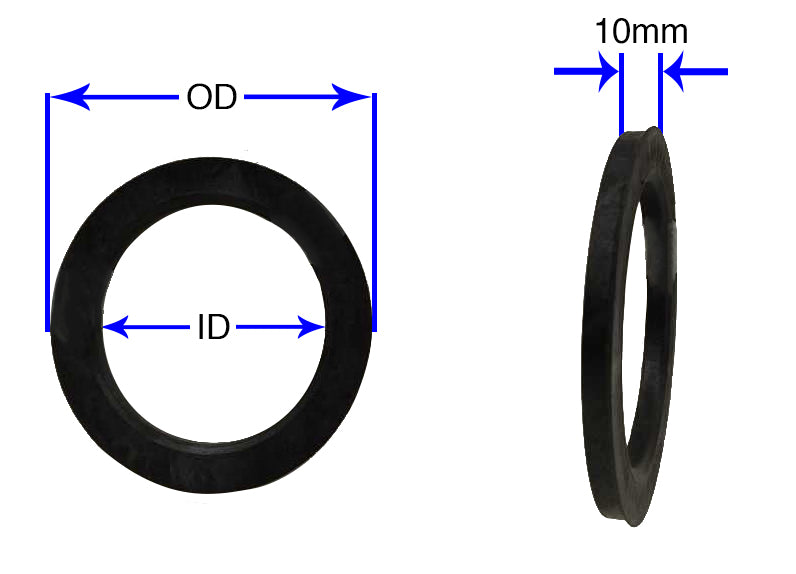 Wheel Hub Centric Ring 67.1 Millimeter Inside Diameter; 73 Millimeter Outside Diameter; Black; Plastic; Set Of 4
