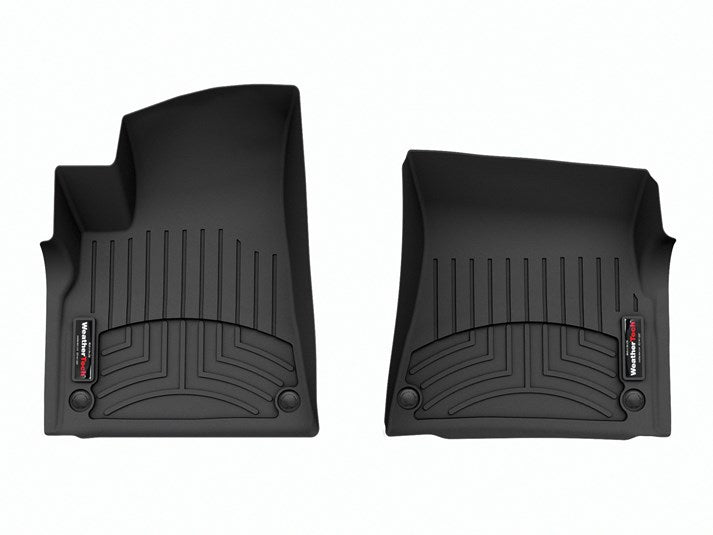 Floor Liner Molded Fit; With Channels And Reservoir To Direct And Hold Fluids With Applied WeatherTech Logo; Black; Thermoplastic Polyolefin (TPO) Vacuum Formed Material; 2 Piece