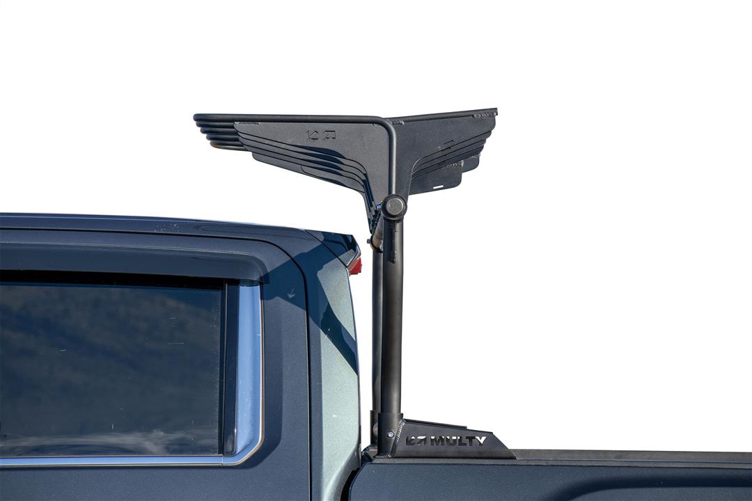 Bike Rack Bed Mount; Holds 2 Bikes Vertically; Cradle System With Straps; Non-Foldable; Texture Black Powder Coated; Aluminum; Additional Bike Rack Cradles Are Sold Separately To Carry Up To 6 Bikes