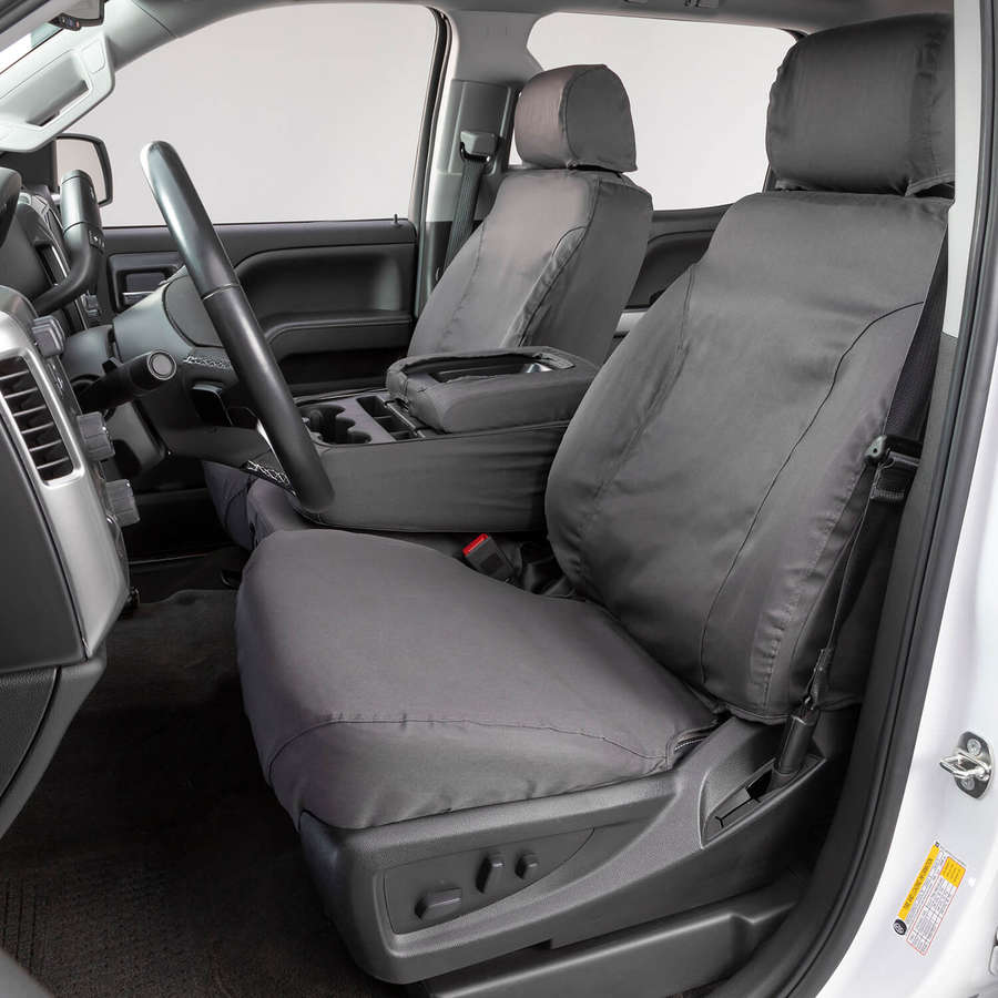Seat Cover Seat Style C - Bucket With Adjustable Headrests; Polycotton; Gray; Set Of 2