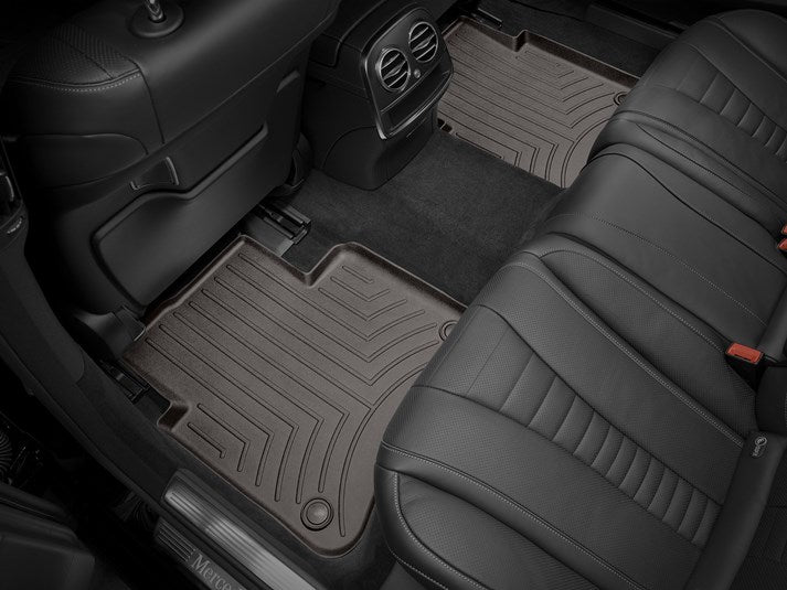 Floor Liner Molded Fit; With Channels And Reservoir To Direct And Hold Fluids With Applied WeatherTech Logo; Cocoa; Thermoplastic Polyolefin (TPO) Vacuum Formed Material; 2 Piece