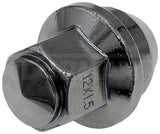 Lug Nut OE Replacement; M12-1.50 Thread Size; 38.5 Millimeter Overall Length; 19 Millimeter Hex Size; 60 Degree Conical Seat; Right Hand Thread; Chrome; Steel; Single