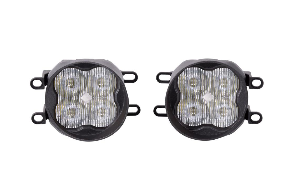 Driving/ Fog Light LED Bulb; Clear Bulbs; 3 Inch Round; 38.5 Watt Amp Draw 3 AMP At 12.8 Volt; 80x8 Degree Fog Beam; 3500 Effective Lumens; Polycarbonate Clear Lens; Black Housing; Set Of 2 Lights With 2 H 11 DT Adapters/ Mounting Brackets And Hardware