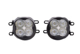 Driving/ Fog Light LED Bulb; Clear Bulbs; 3 Inch Round; 38.5 Watt Amp Draw 3 AMP At 12.8 Volt; 80x8 Degree Fog Beam; 3500 Effective Lumens; Polycarbonate Clear Lens; Black Housing; Set Of 2 Lights With 2 H 11 DT Adapters/ Mounting Brackets And Hardware