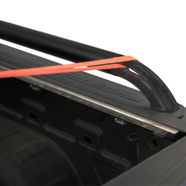 Bed Side Rail Direct Fit; Stake Pocket Mount; Powder Coated; Black; Stainless Steel With Nylon End; With Built In Tie Downs; Not Compatible With Tool Box