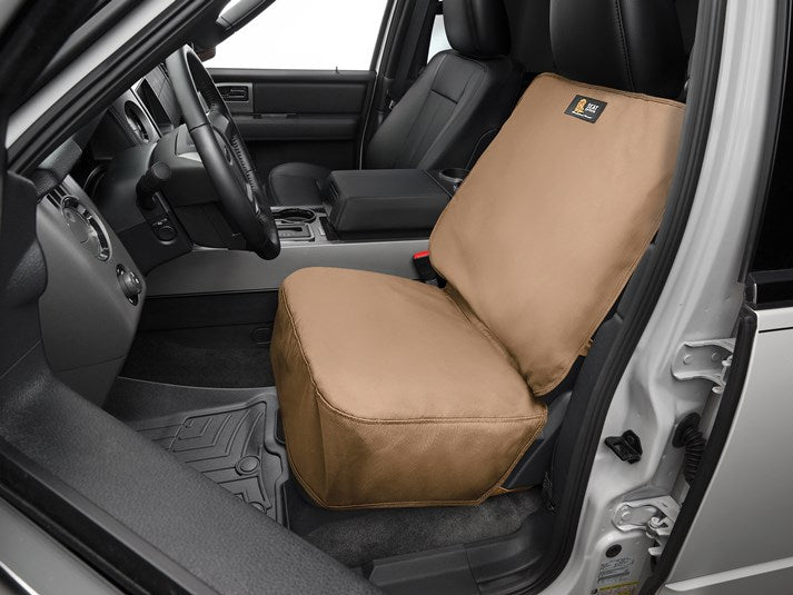 Seat Cover Bucket Seat With Headrest; Polycotton Twill; Tan; Single; Semi-Custom; Retail Box