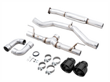 Exhaust System Kit Stainless Steel; Without Muffler; Single Exhaust With Dual Outlet; Rear Exit; 5 Inch Diamond Black Tips