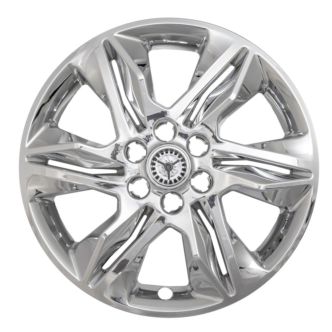 Wheel Skin 18 Inch; 6 Split Spokes; Snap-On/Center Retention; Plated; Chrome; ABS Plastic; Set Of 4
