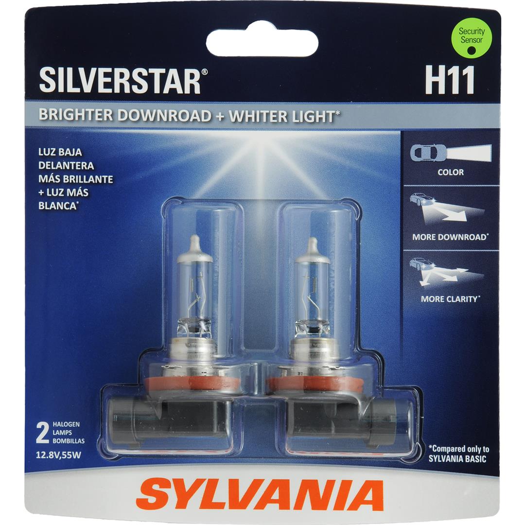 Headlight Bulb H11; Halogen Bulb; 55 Watt; 13.2 Volt; White Beam Color; 1345 Lumens; 4000K Light Color Temperature; Set of 2