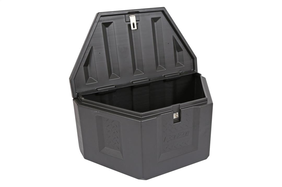 Tool Box Triangle Trailer; Single Lid; Diamond Tread; Black; Plastic; 36 Inch (Back)/18.25 Inch (Front) Width x 18.75 Inch Length x 18 Inch Height; 6 Cubic Foot Capacity