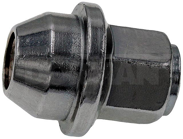 Lug Nut OE Replacement; M12-1.50 Thread Size; 38.5 Millimeter Overall Length; 19 Millimeter Hex Size; 60 Degree Conical Seat; Right Hand Thread; Chrome; Steel; Single