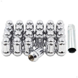 Lug Nut 6 Lug Kit; 12 Millimeter x 1.5 Thread Size; 60 Degree Conical; Spline Drive; Acorn; 1.38 Inch Overall Length; 6 Spline Tool; With 24 Chrome Plated Carbon Steel Lug Nut