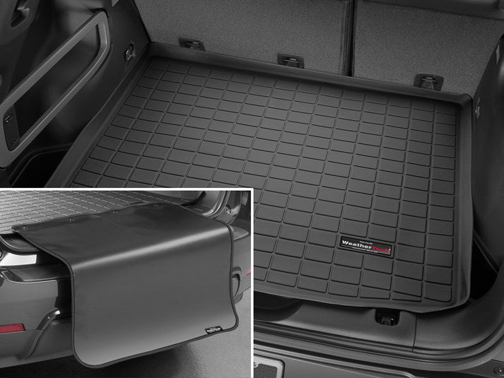 Cargo Area Liner Direct Fit; Raised Edges; Black; Thermoplastic Elastomer (TPE) Injection Molded Material; Non-Skid; With Removable Bumper Protector