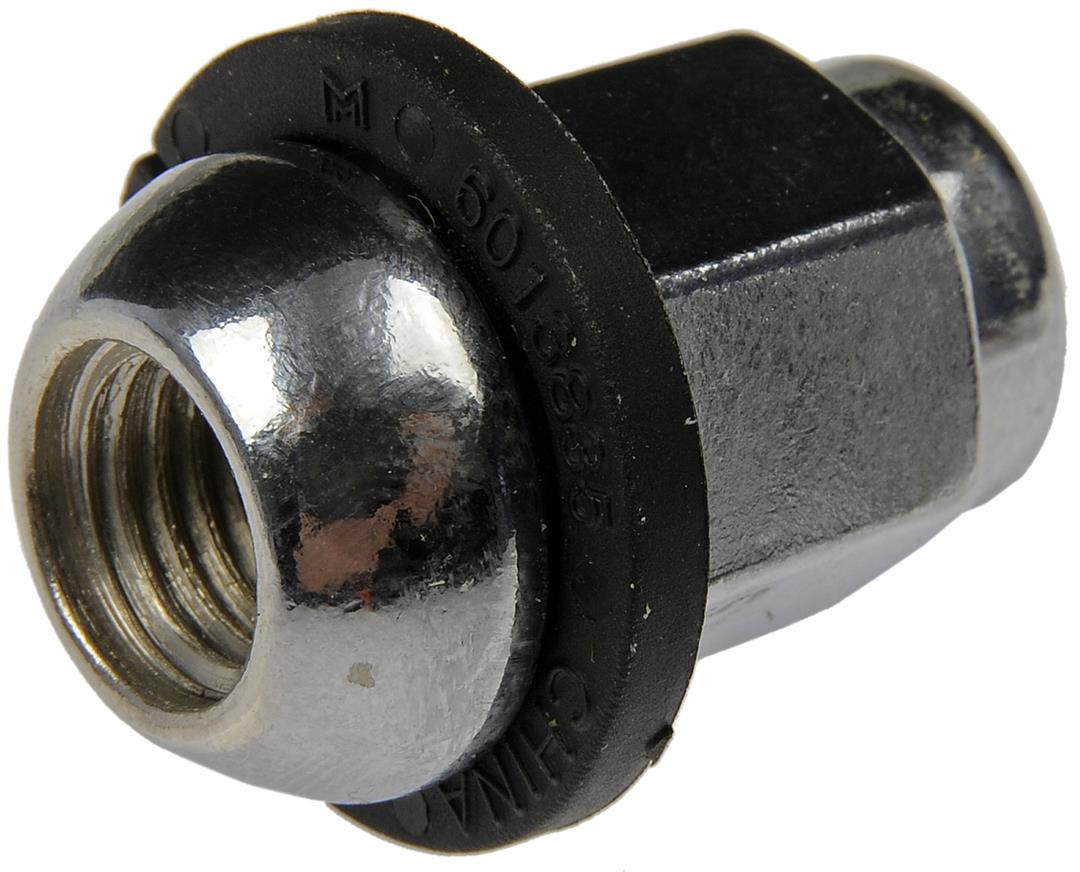 Lug Nut OE Replacement; 1.378 Inch Overall Length; 19 Millimeter Hex Size; Acorn Seat; Bagged; Chrome; Closed End; Direct Replacement; M12-1.50 Thread Size; Right Hand Thread; With Rubber Gasket; Single; Steel
