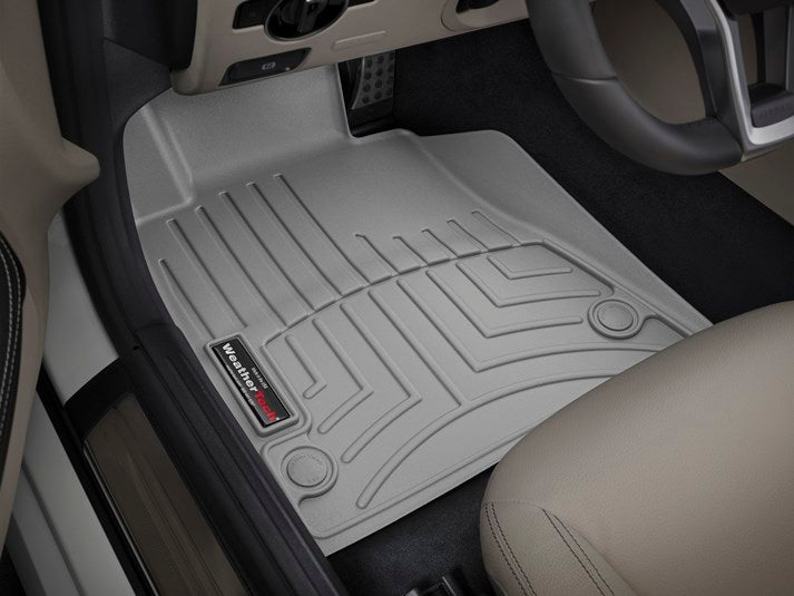 Floor Liner Molded Fit; With Channels And Reservoir To Direct And Hold Fluids With Applied WeatherTech Logo; Gray; Thermoplastic Polyolefin (TPO) Vacuum Formed Material; 2 Piece