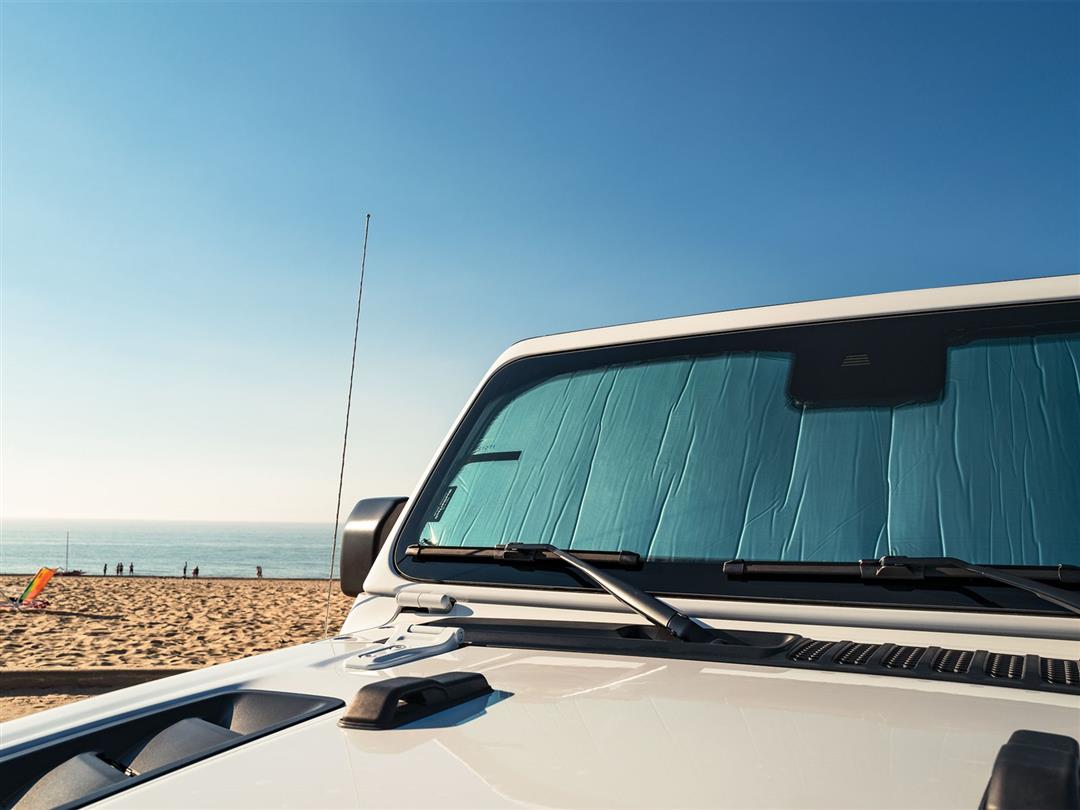 Window Shade Full Vehicle Kit; Direct-Fit; Silver/ Black Reversible; Uses Sun Visors/ Friction To Hold In Place; Roll Up With Hook And Loop Strap For Storage