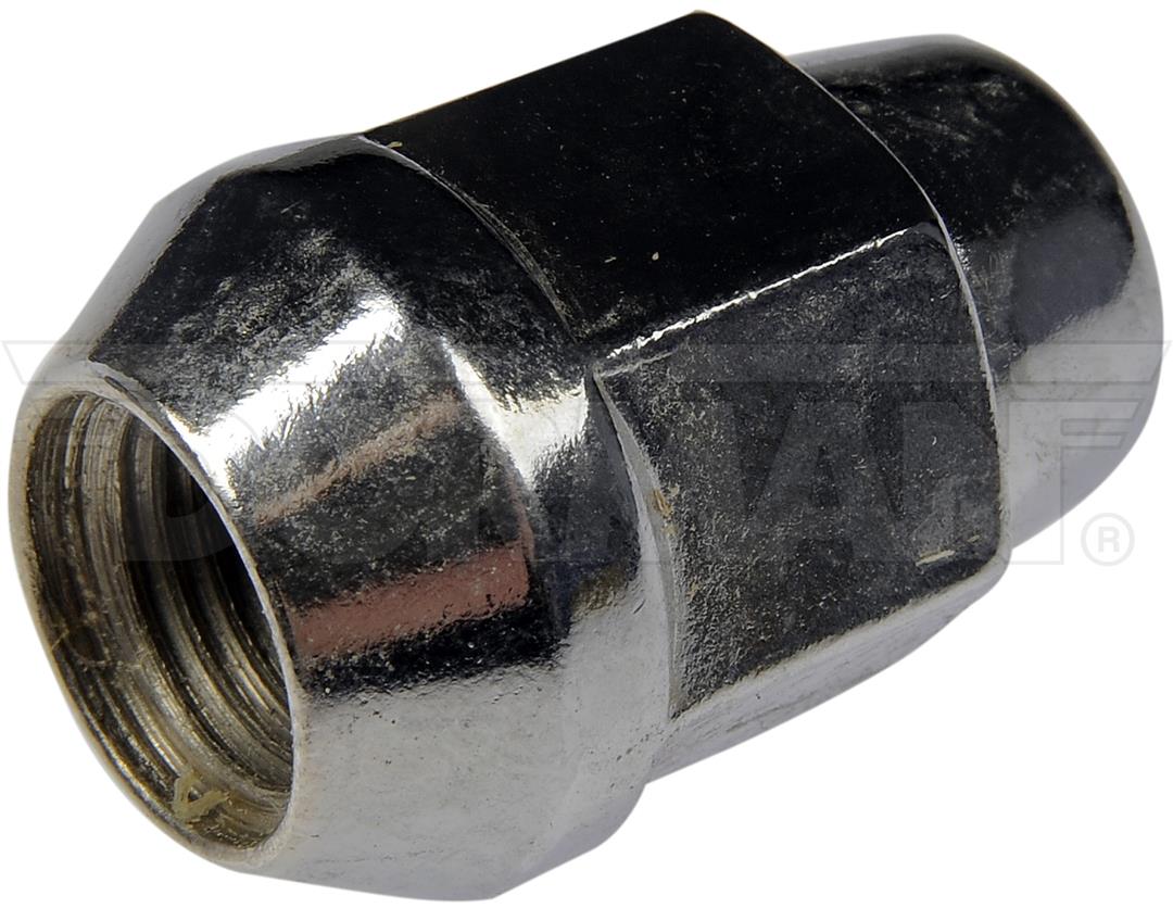 Lug Nut 14 Millimeter X 1.5 Thread Size; 60 Degree Conical Seat; Bulge Seat Acorn Lug; 1.390 Inch Overall Length; 13/16 Inch Hex Size; Chrome Plated; Silver; Steel; Boxed; Set of 10