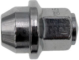 Lug Nut OE Replacement; M12-1.50 Thread Size; 38.5 Millimeter Overall Length; 19 Millimeter Hex Size; 60 Degree Conical Seat; Right Hand Thread; Chrome; Steel; Single